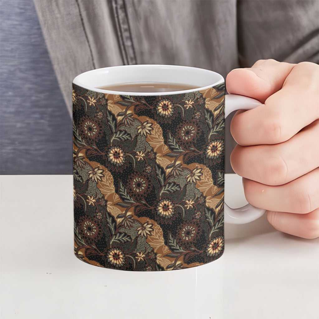 Batik Pedalaman Semen Lereng Style Ceramic Mug Indonesian Traditional Pattern LT01 - Polynesian Pride