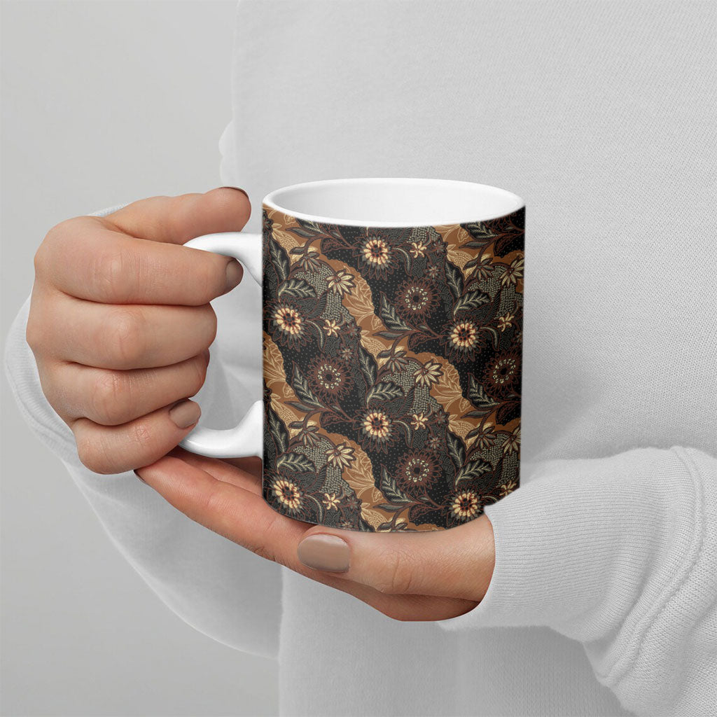 Batik Pedalaman Semen Lereng Style Ceramic Mug Indonesian Traditional Pattern LT01 - Polynesian Pride