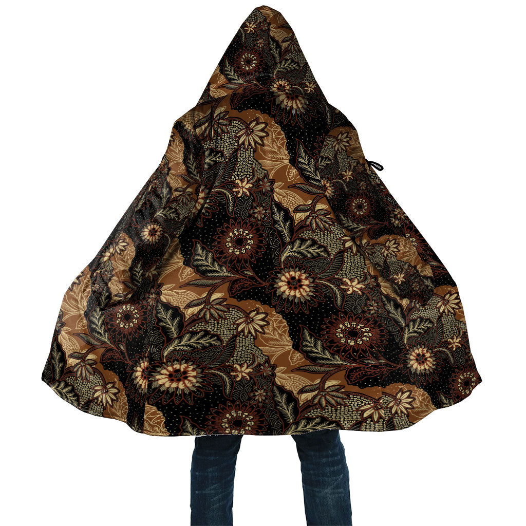 Batik Pedalaman Semen Lereng Style Cloak Indonesian Traditional Pattern LT01 Unisex Black - Polynesian Pride