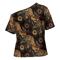 Batik Pedalaman Semen Lereng Style Cross Shoulder Shirt Indonesian Traditional Pattern LT01 - Polynesian Pride