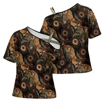 Batik Pedalaman Semen Lereng Style Cross Shoulder Shirt Indonesian Traditional Pattern LT01 - Polynesian Pride