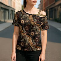 Batik Pedalaman Semen Lereng Style Cross Shoulder Shirt Indonesian Traditional Pattern LT01 - Polynesian Pride