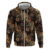 Batik Pedalaman Semen Lereng Style Hoodie Indonesian Traditional Pattern LT01 Zip Hoodie Black - Polynesian Pride