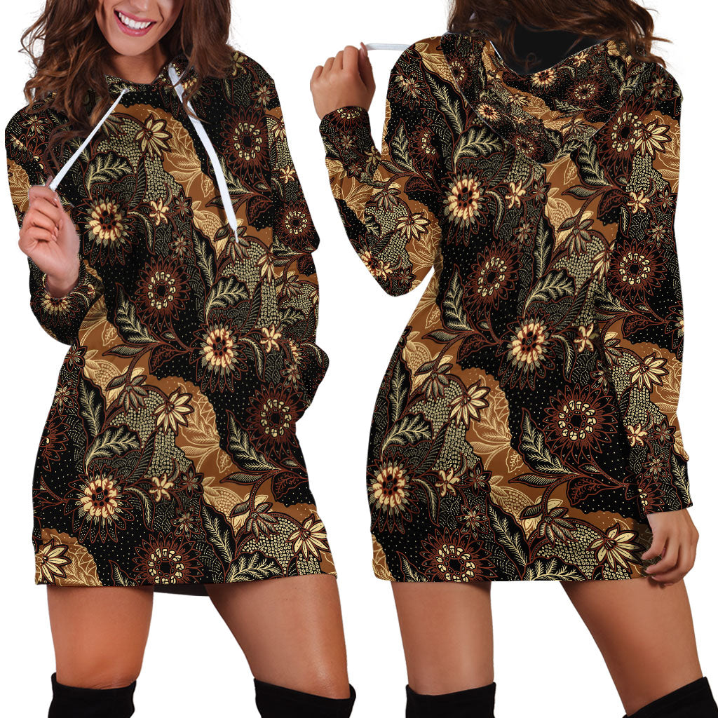 Batik Pedalaman Semen Lereng Style Hoodie Dress Indonesian Traditional Pattern LT01 - Polynesian Pride