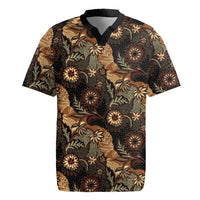 Batik Pedalaman Semen Lereng Style Rugby Jersey Indonesian Traditional Pattern LT01 Black - Polynesian Pride