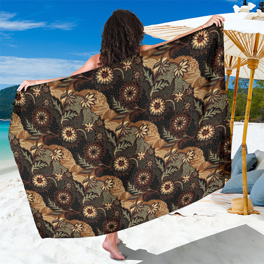 Batik Pedalaman Semen Lereng Style Sarong Indonesian Traditional Pattern LT01 One Size 44 x 66 inches Black - Polynesian Pride