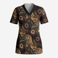 Batik Pedalaman Semen Lereng Style Scrub Top Indonesian Traditional Pattern LT01 Adult Black - Polynesian Pride