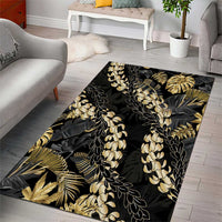 Gold Tropical Leaves Hawaii Mikioi Lei Area Rug Luxury Stylized LT01 - Polynesian Pride