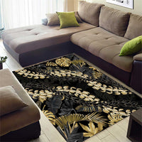 Gold Tropical Leaves Hawaii Mikioi Lei Area Rug Luxury Stylized LT01 - Polynesian Pride