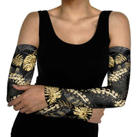 Gold Tropical Leaves Hawaii Mikioi Lei Arm Sleeves Luxury Stylized LT01 - Polynesian Pride