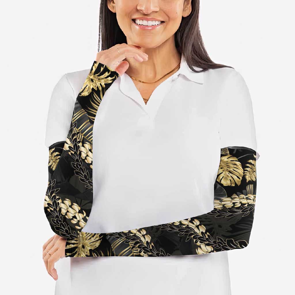 Gold Tropical Leaves Hawaii Mikioi Lei Arm Sleeves Luxury Stylized LT01 - Polynesian Pride