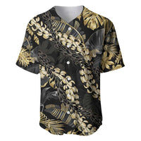 Gold Tropical Leaves Hawaii Mikioi Lei Baseball Jersey Luxury Stylized LT01 Gold - Polynesian Pride