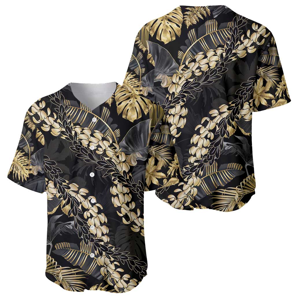 Gold Tropical Leaves Hawaii Mikioi Lei Baseball Jersey Luxury Stylized LT01 - Polynesian Pride