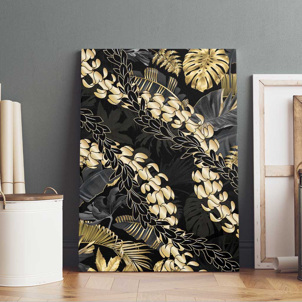 Gold Tropical Leaves Hawaii Mikioi Lei Canvas Wall Art Luxury Stylized LT01 - Polynesian Pride