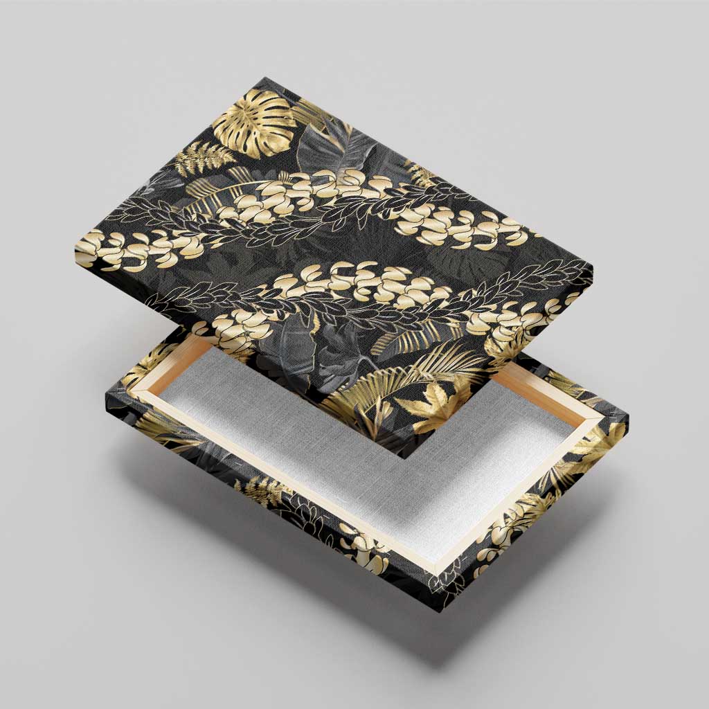 Gold Tropical Leaves Hawaii Mikioi Lei Canvas Wall Art Luxury Stylized LT01 - Polynesian Pride
