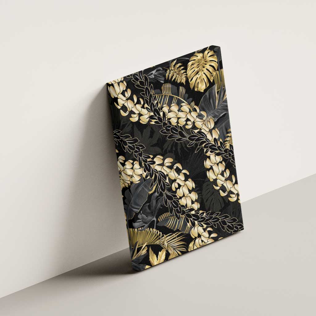 Gold Tropical Leaves Hawaii Mikioi Lei Canvas Wall Art Luxury Stylized LT01 - Polynesian Pride