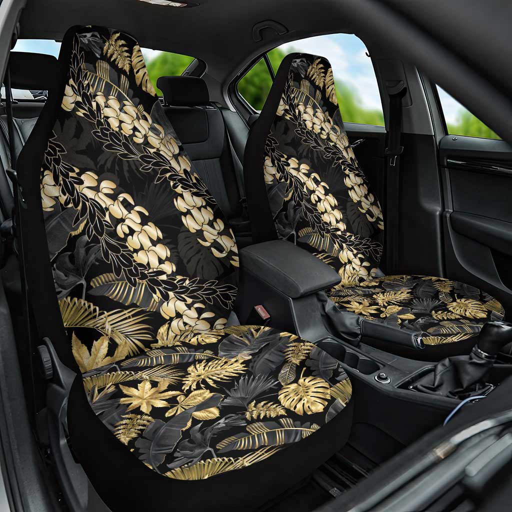 Gold Tropical Leaves Hawaii Mikioi Lei Car Seat Cover Luxury Stylized LT01 One Size Gold - Polynesian Pride
