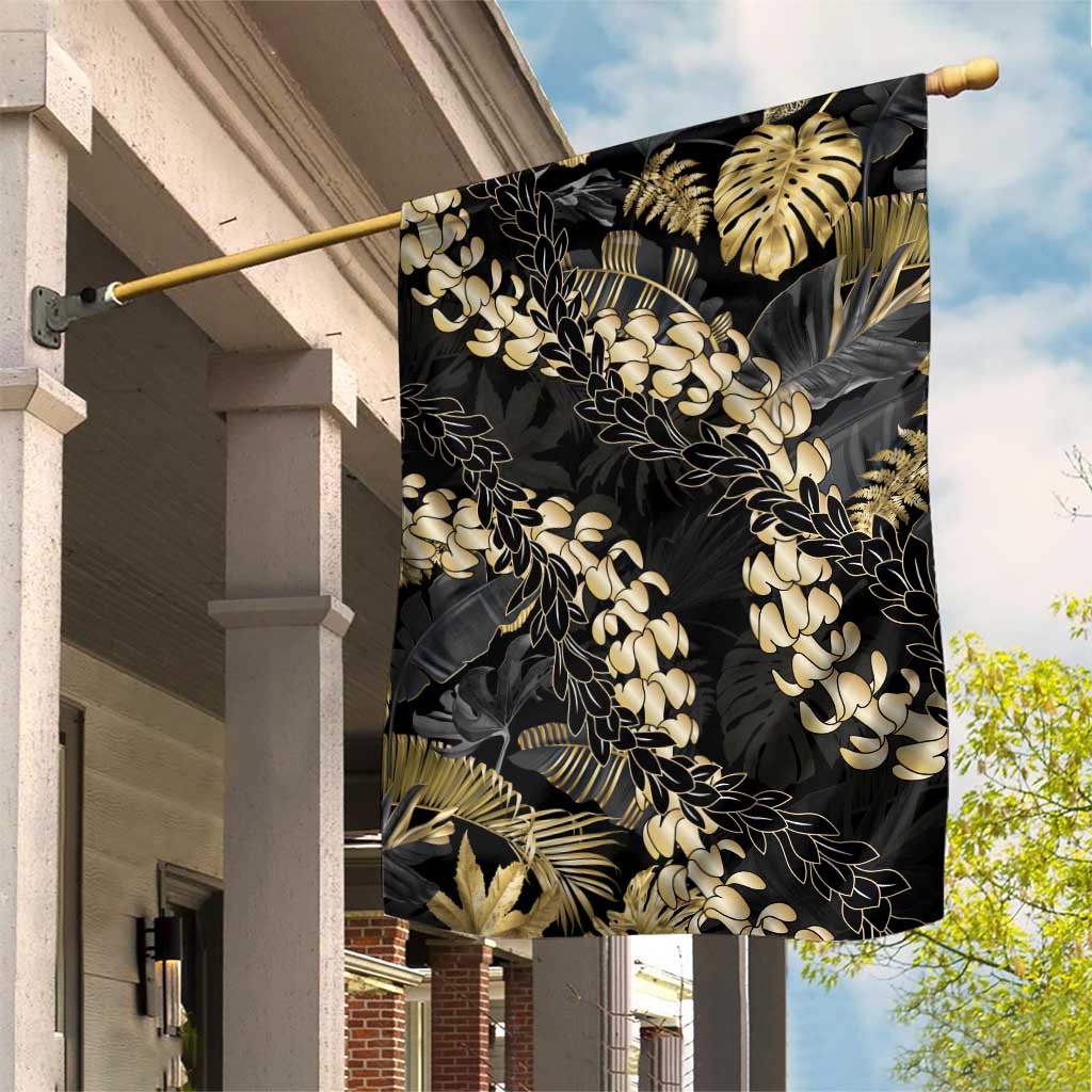 Gold Tropical Leaves Hawaii Mikioi Lei Garden Flag Luxury Stylized LT01 House Flag Gold - Polynesian Pride