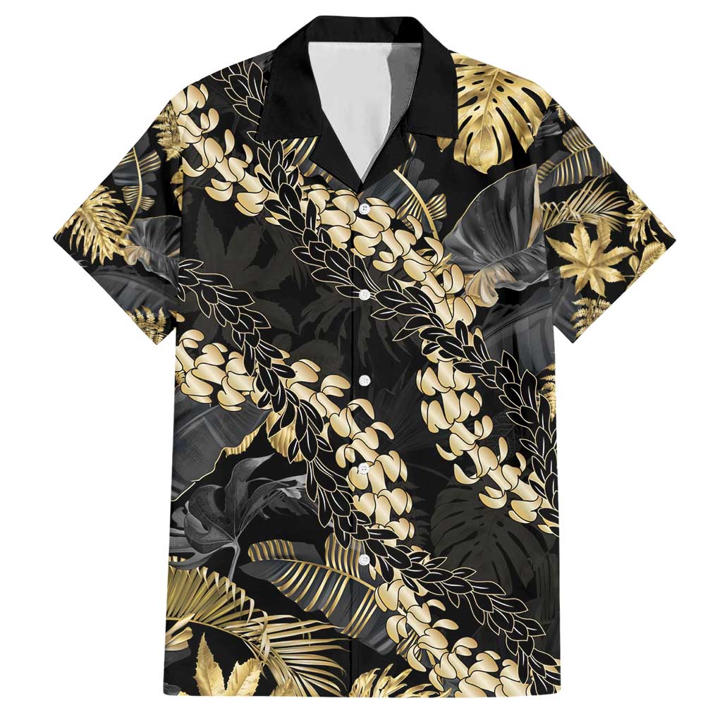 Gold Tropical Leaves Hawaii Mikioi Lei Hawaiian Shirt Luxury Stylized LT01 Gold - Polynesian Pride