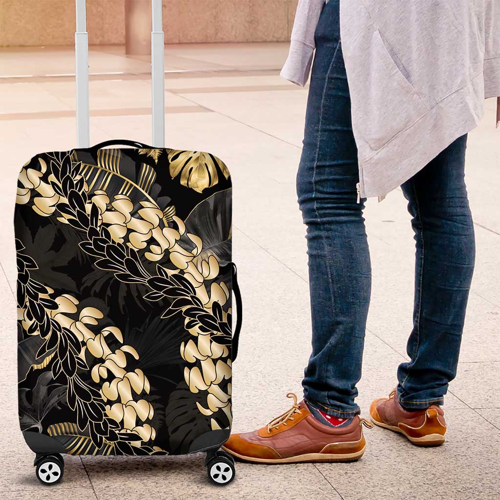 Gold Tropical Leaves Hawaii Mikioi Lei Luggage Cover Luxury Stylized LT01 Gold - Polynesian Pride