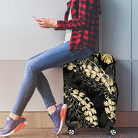 Gold Tropical Leaves Hawaii Mikioi Lei Luggage Cover Luxury Stylized LT01 - Polynesian Pride