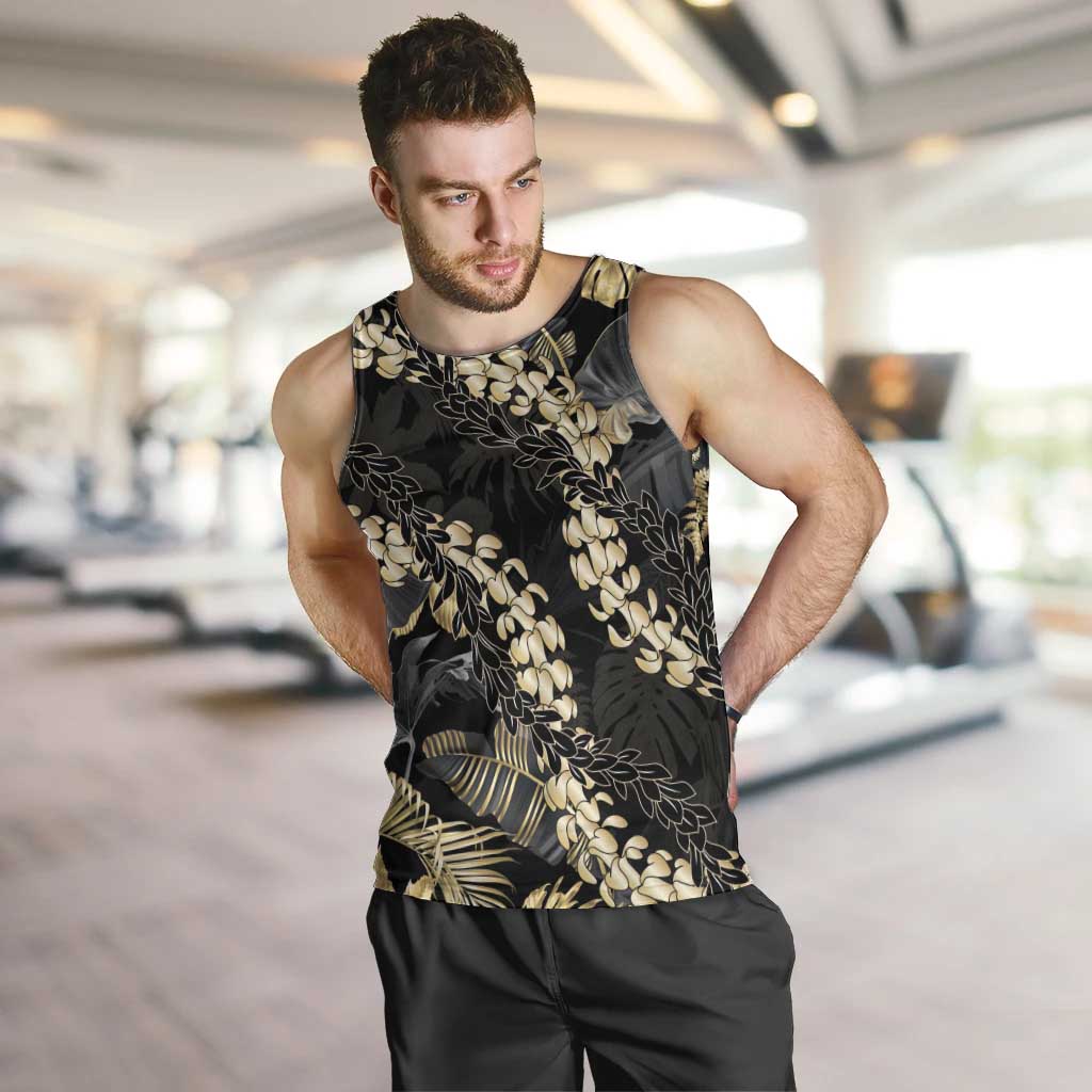 Gold Tropical Leaves Hawaii Mikioi Lei Men Tank Top Luxury Stylized LT01 Gold - Polynesian Pride