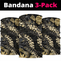 Gold Tropical Leaves Hawaii Mikioi Lei Neck Gaiter Luxury Stylized LT01 package One Size: 25*50cm Gold - Polynesian Pride
