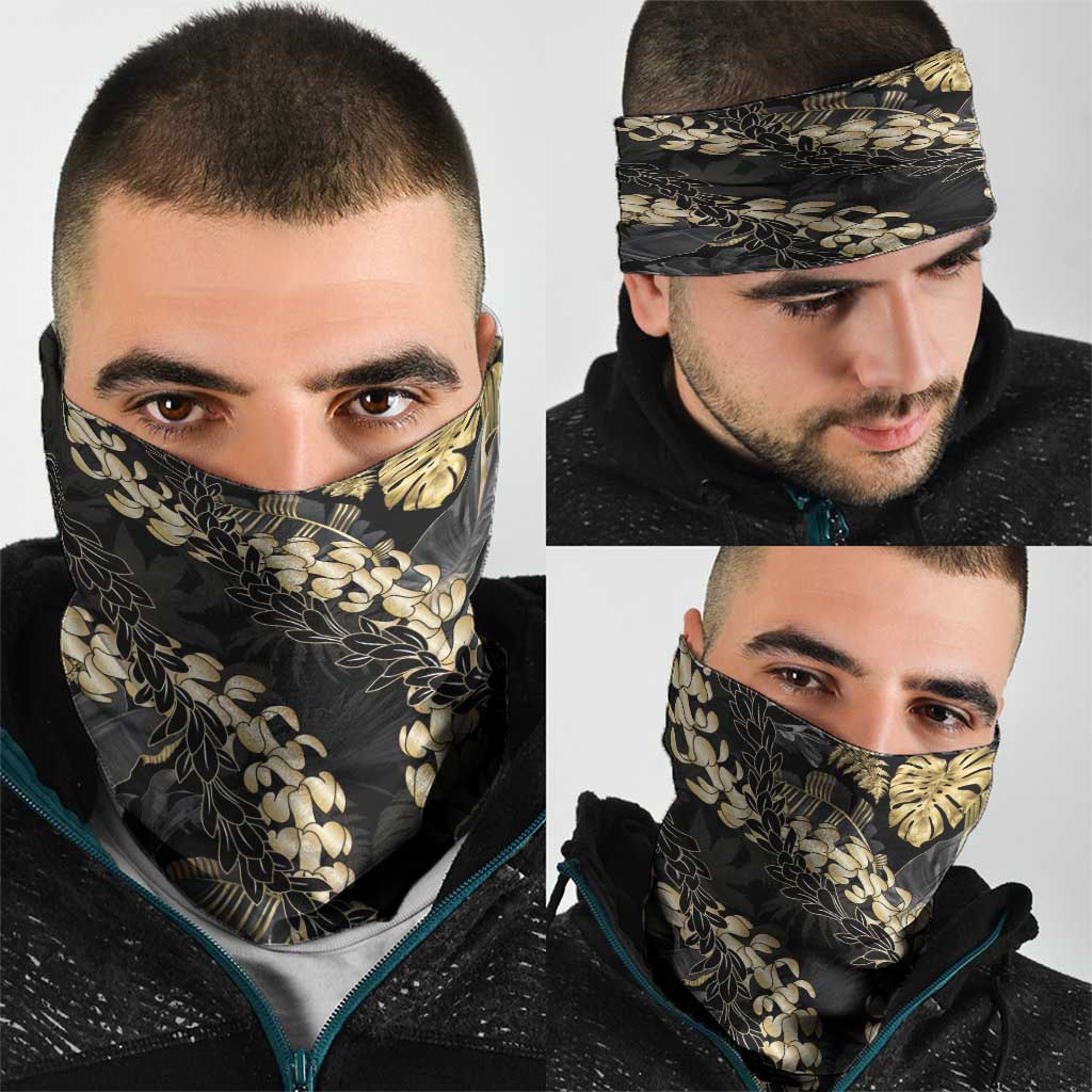 Gold Tropical Leaves Hawaii Mikioi Lei Neck Gaiter Luxury Stylized LT01 - Polynesian Pride