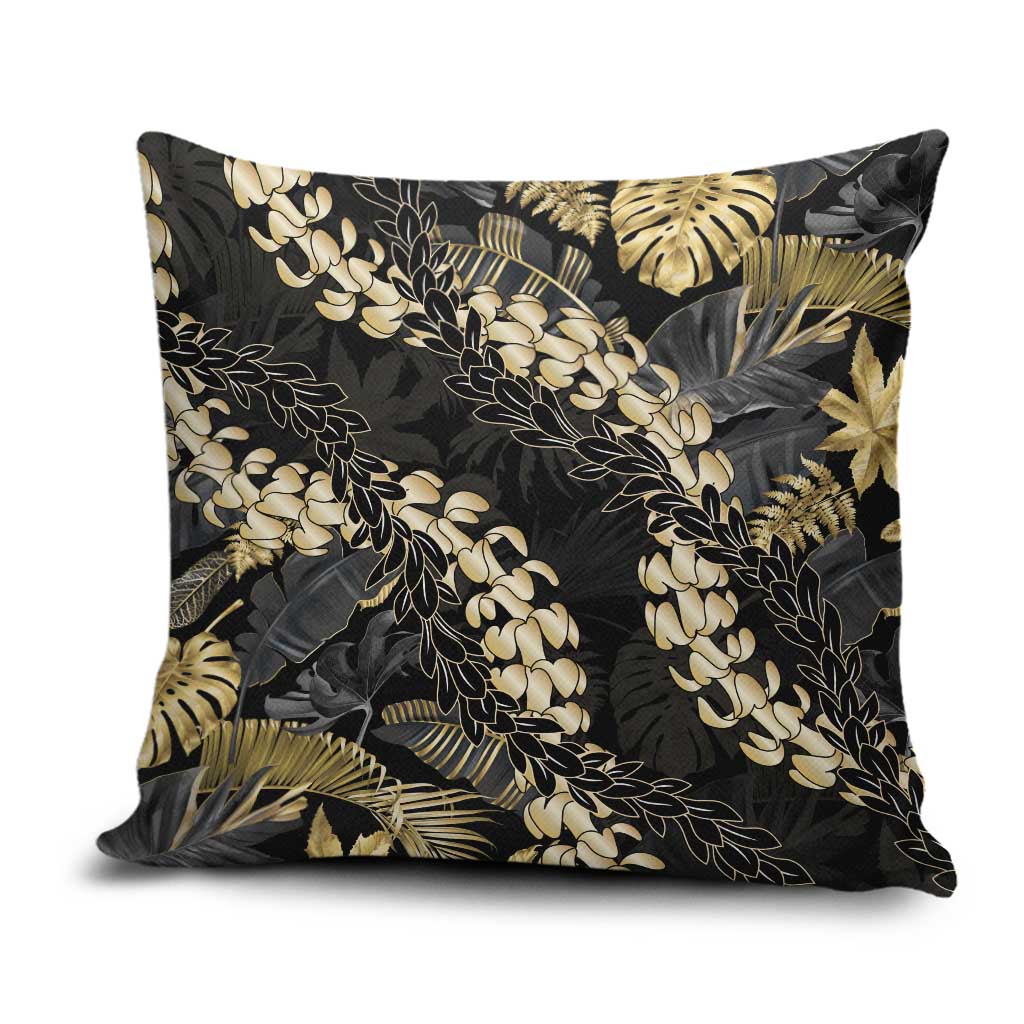Gold Tropical Leaves Hawaii Mikioi Lei Pillow Cover Luxury Stylized LT01 Gold - Polynesian Pride