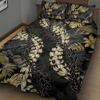 Gold Tropical Leaves Hawaii Mikioi Lei Quilt Bed Set Luxury Stylized LT01 - Polynesian Pride
