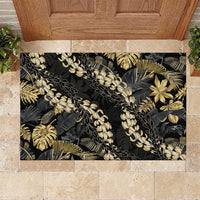 Gold Tropical Leaves Hawaii Mikioi Lei Rubber Doormat Luxury Stylized LT01 Gold - Polynesian Pride