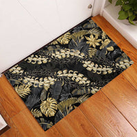 Gold Tropical Leaves Hawaii Mikioi Lei Rubber Doormat Luxury Stylized LT01 - Polynesian Pride