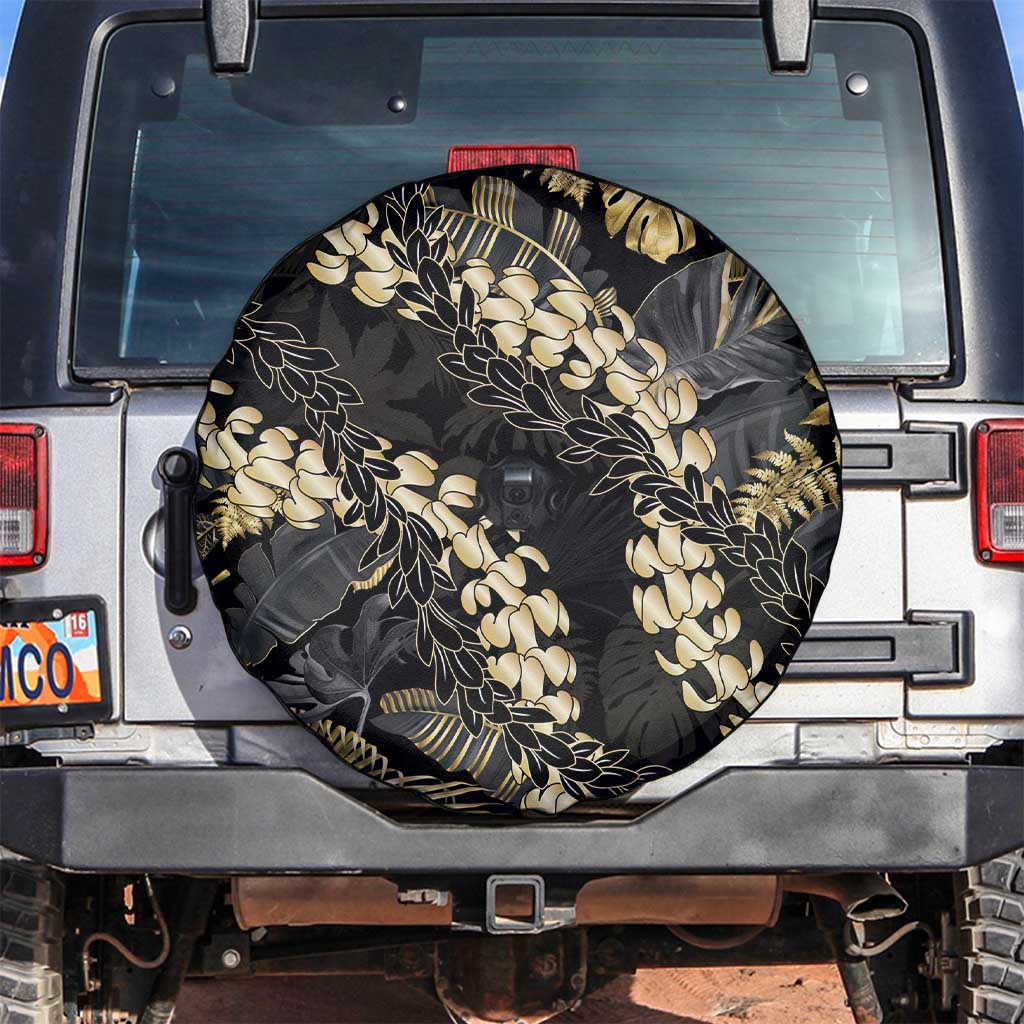 Gold Tropical Leaves Hawaii Mikioi Lei Spare Tire Cover Luxury Stylized LT01 Gold - Polynesian Pride