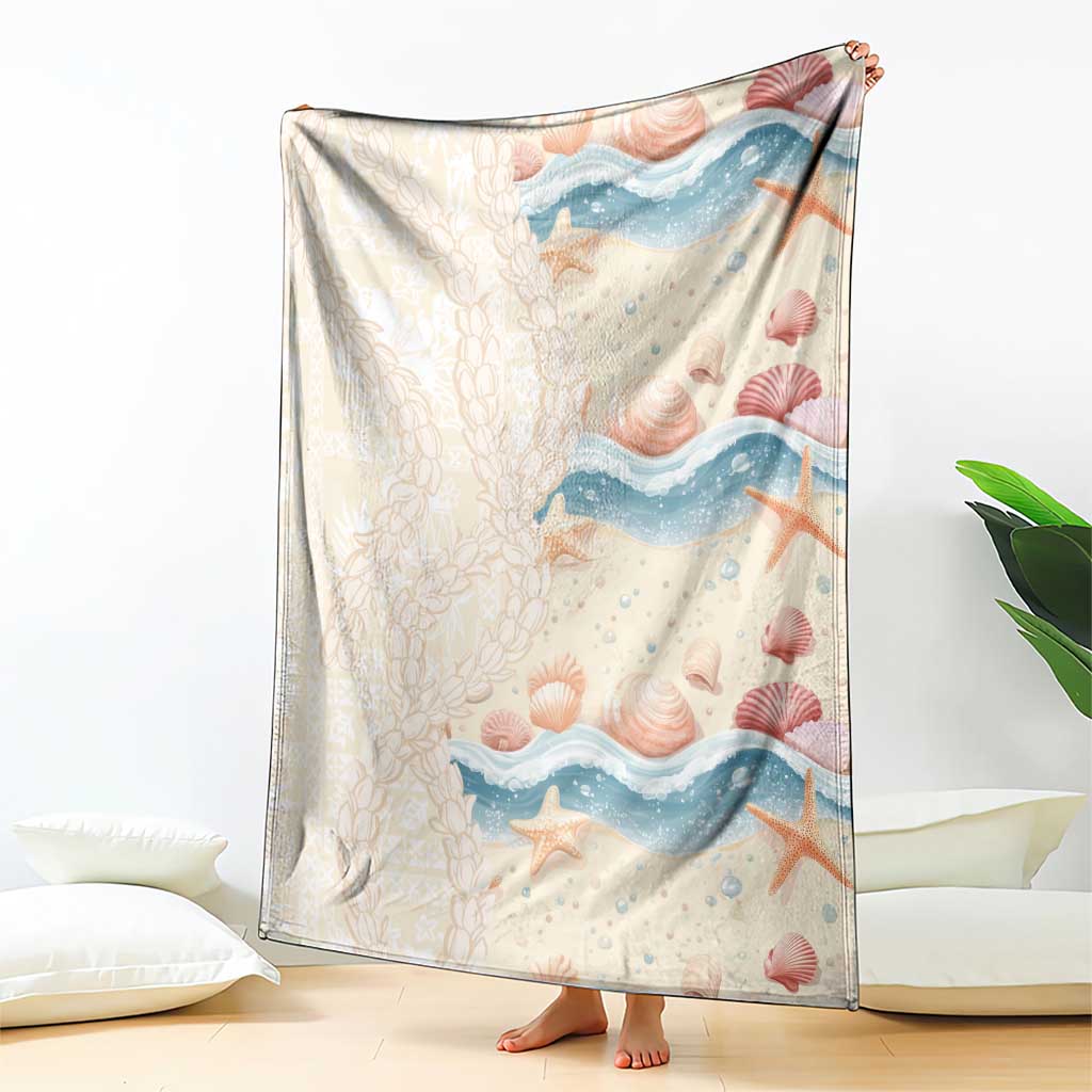 Beige Hawaii Lei Seashells Starfish Blanket Sandy Sylized LT01 - Polynesian Pride