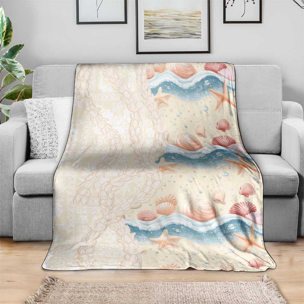 Beige Hawaii Lei Seashells Starfish Blanket Sandy Sylized LT01 - Polynesian Pride