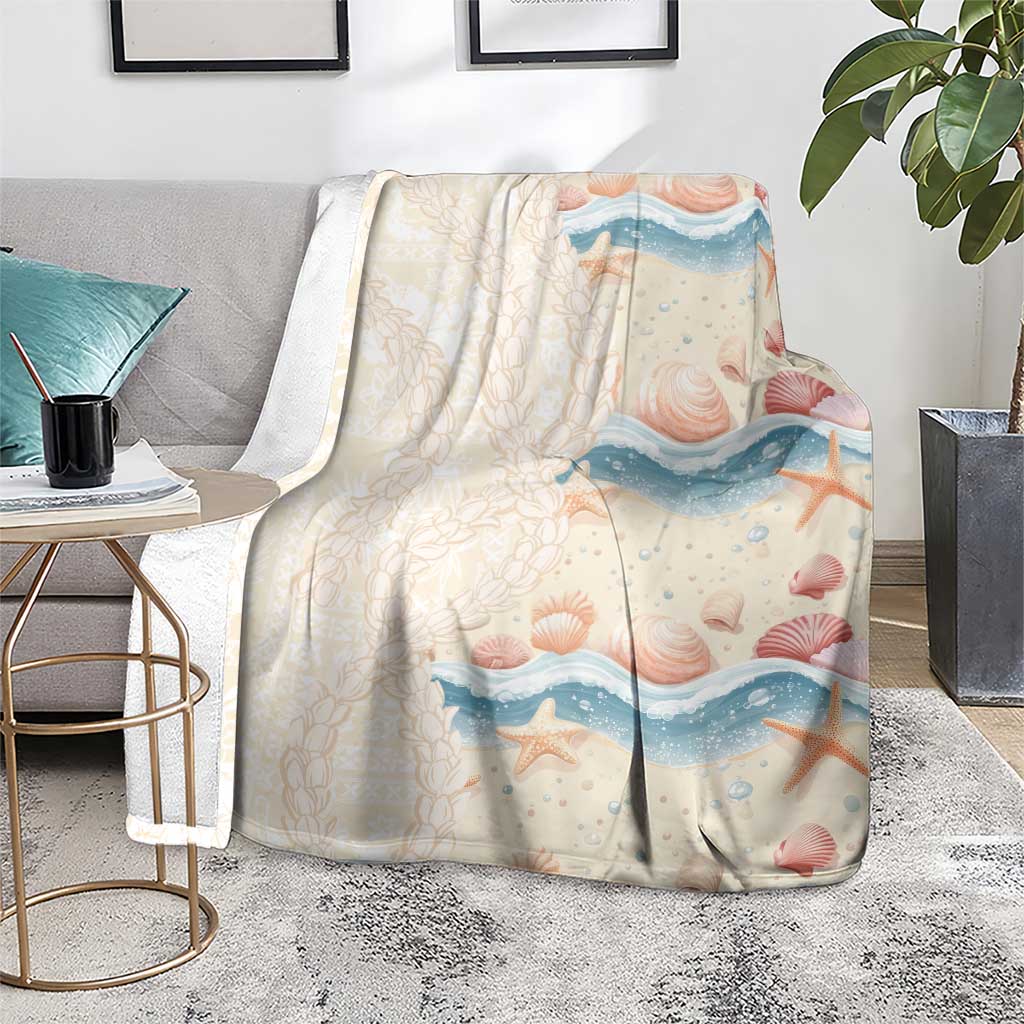 Beige Hawaii Lei Seashells Starfish Blanket Sandy Sylized LT01 - Polynesian Pride