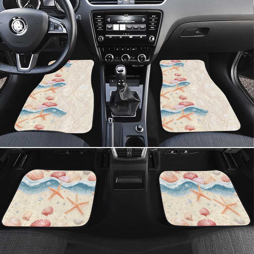 Beige Hawaii Lei Seashells Starfish Car Mats Sandy Sylized LT01 Set 4pcs Beige - Polynesian Pride
