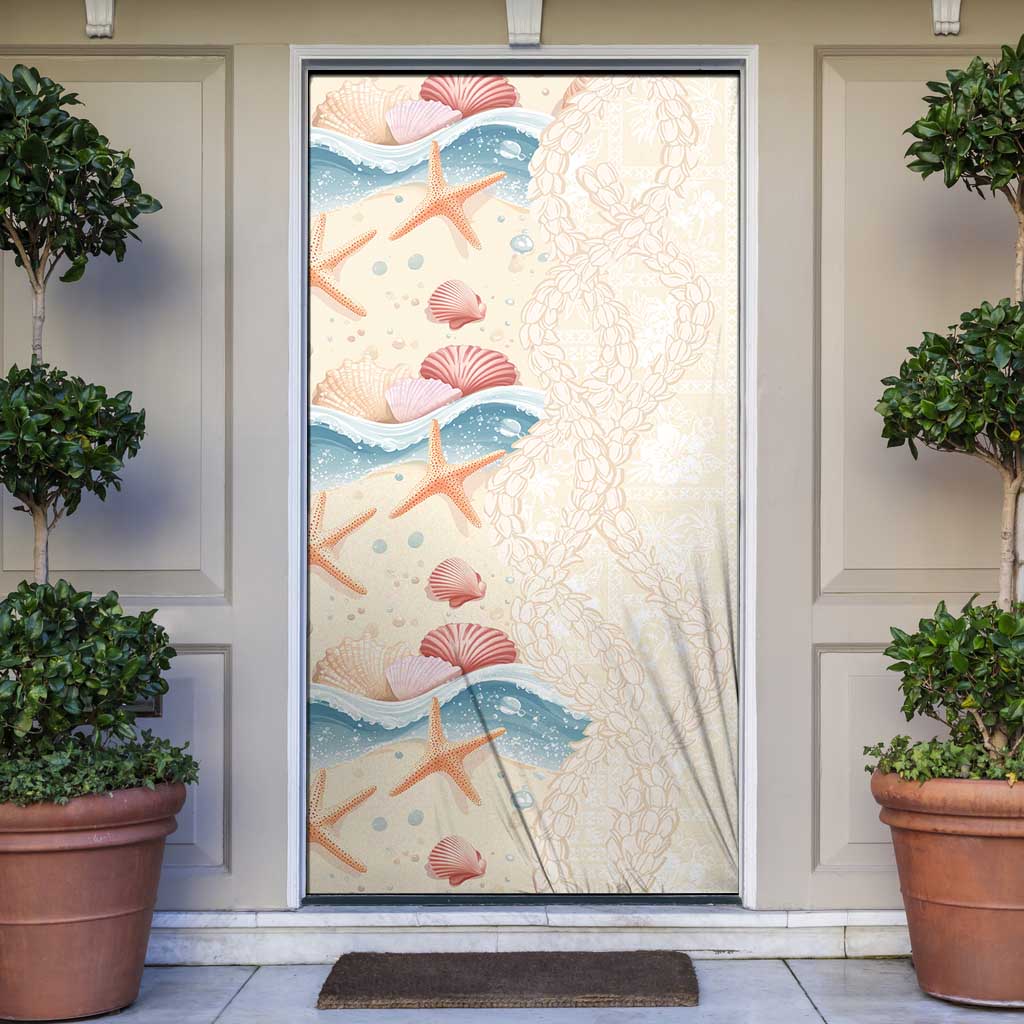 Beige Hawaii Lei Seashells Starfish Door Cover Sandy Sylized LT01 Beige - Polynesian Pride