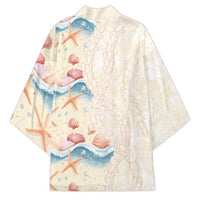 Beige Hawaii Lei Seashells Starfish Kimono Sandy Sylized LT01 - Polynesian Pride