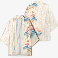 Beige Hawaii Lei Seashells Starfish Kimono Sandy Sylized LT01 - Polynesian Pride