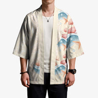Beige Hawaii Lei Seashells Starfish Kimono Sandy Sylized LT01 - Polynesian Pride