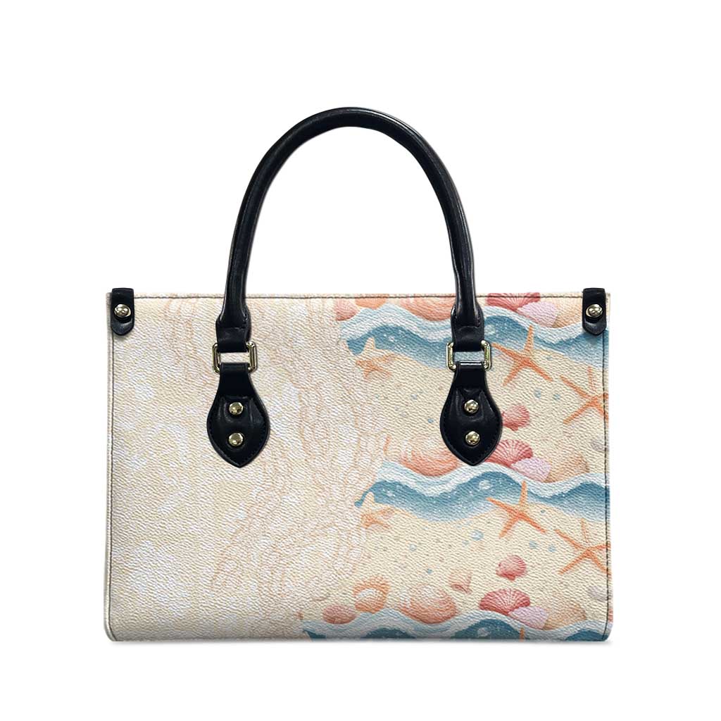 Beige Hawaii Lei Seashells Starfish Leather Bag Sandy Sylized LT01 - Polynesian Pride