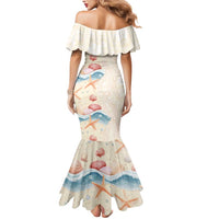 Beige Hawaii Lei Seashells Starfish Mermaid Dress Sandy Sylized LT01 - Polynesian Pride
