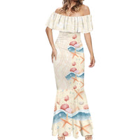 Beige Hawaii Lei Seashells Starfish Mermaid Dress Sandy Sylized LT01 - Polynesian Pride