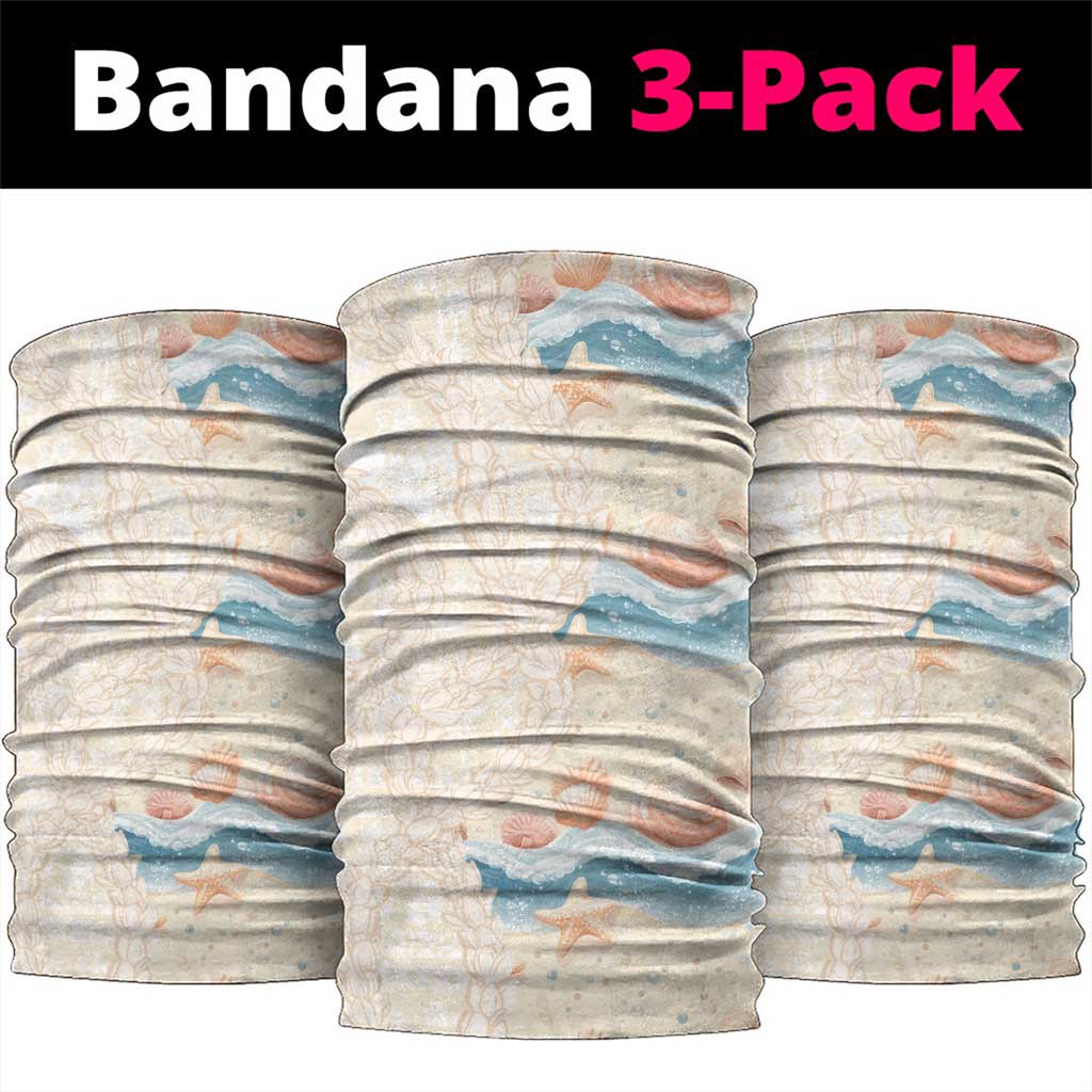 Beige Hawaii Lei Seashells Starfish Neck Gaiter Sandy Sylized LT01 package One Size: 25*50cm Beige - Polynesian Pride
