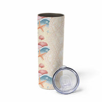 Beige Hawaii Lei Seashells Starfish Skinny Tumbler Sandy Sylized LT01 - Polynesian Pride