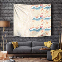 Beige Hawaii Lei Seashells Starfish Tapestry Sandy Sylized LT01 Beige - Polynesian Pride