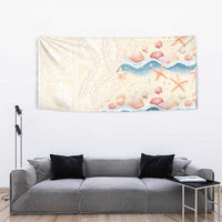Beige Hawaii Lei Seashells Starfish Tapestry Sandy Sylized LT01 - Polynesian Pride