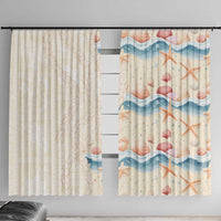Beige Hawaii Lei Seashells Starfish Window Curtain Sandy Sylized LT01 With Hooks Beige - Polynesian Pride