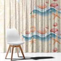 Beige Hawaii Lei Seashells Starfish Window Curtain Sandy Sylized LT01 - Polynesian Pride